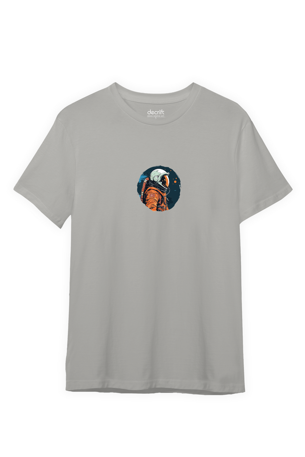 Astronot %100 Pamuk Erkek T-Shirt Gri