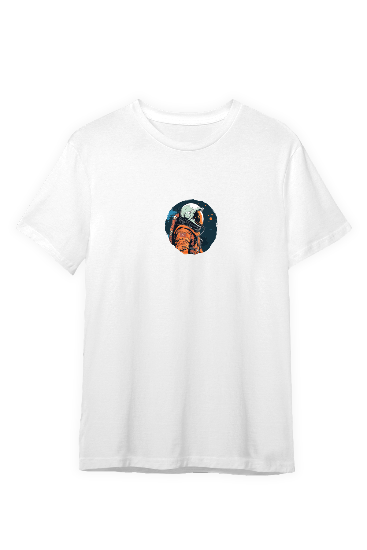 Astronot %100 Pamuk Erkek T-Shirt Beyaz
