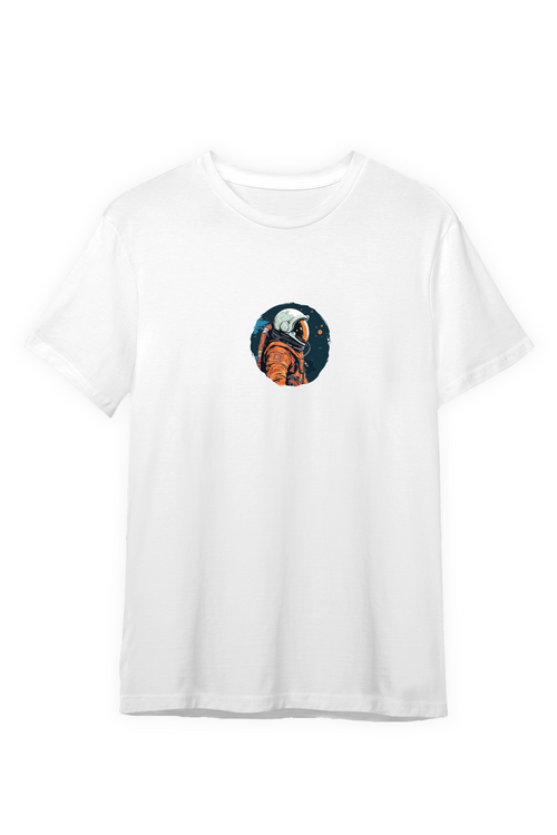 Astronot %100 Pamuk Erkek T-Shirt Beyaz