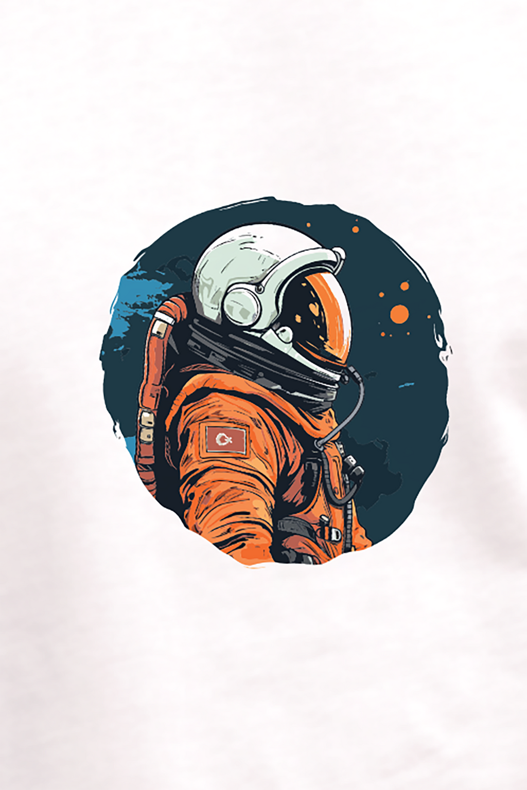 Astronot %100 Pamuk Erkek T-Shirt Beyaz