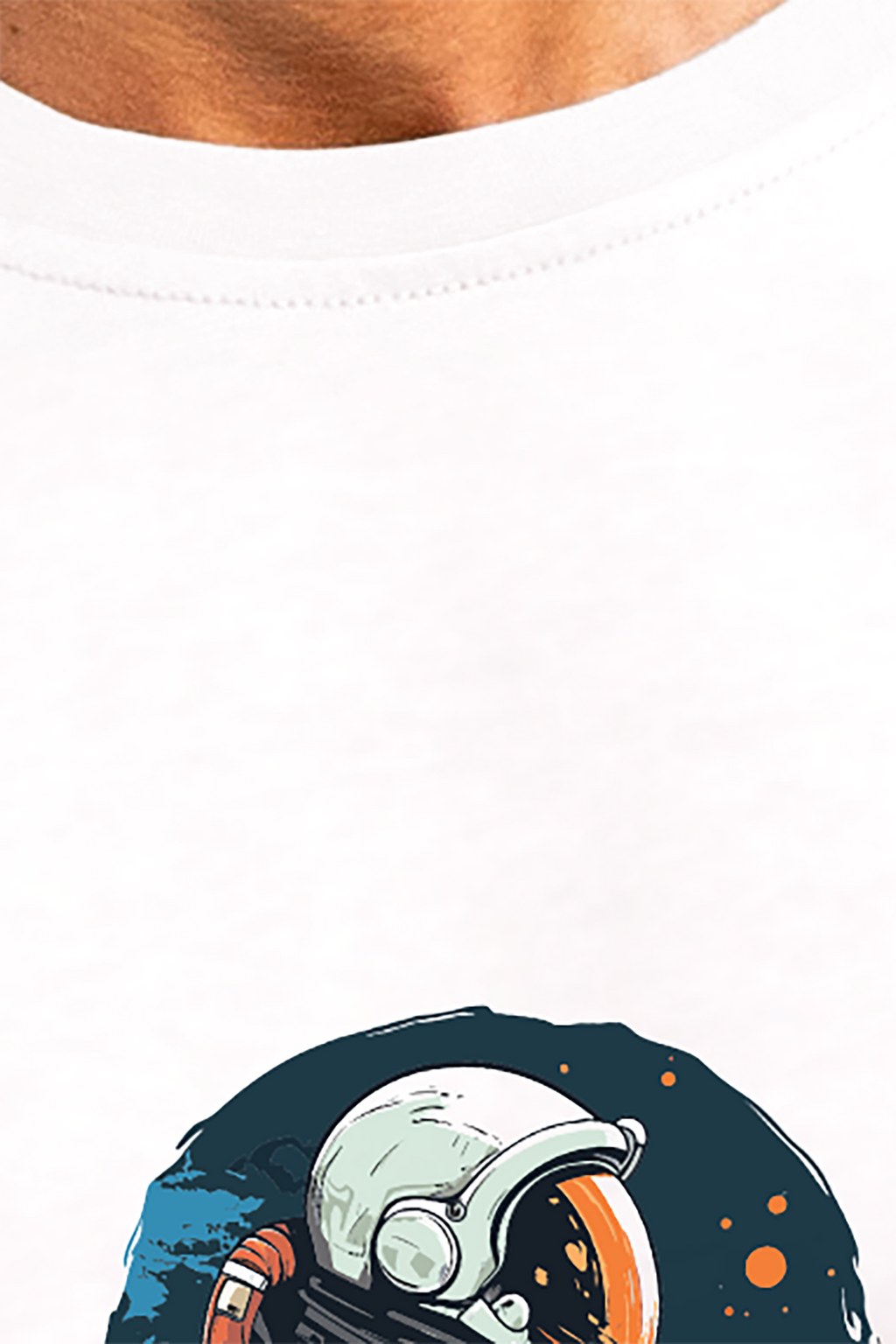 Astronot %100 Pamuk Erkek T-Shirt Beyaz