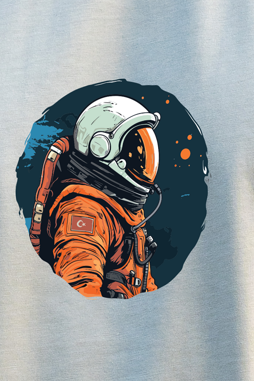 Astronot %100 Pamuk Erkek T-Shirt Gri