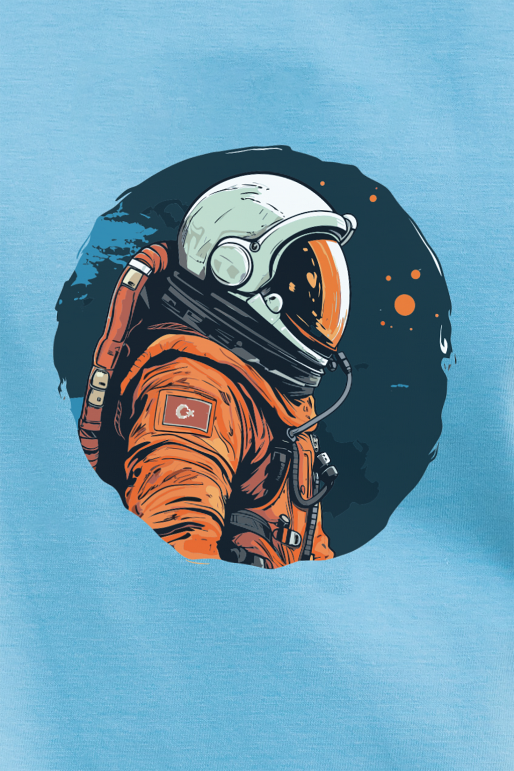 Astronot %100 Pamuk Erkek T-Shirt Mavi